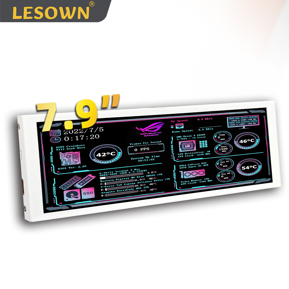Pi 4 Case - LESOWN Bar Display 7.9 inch White