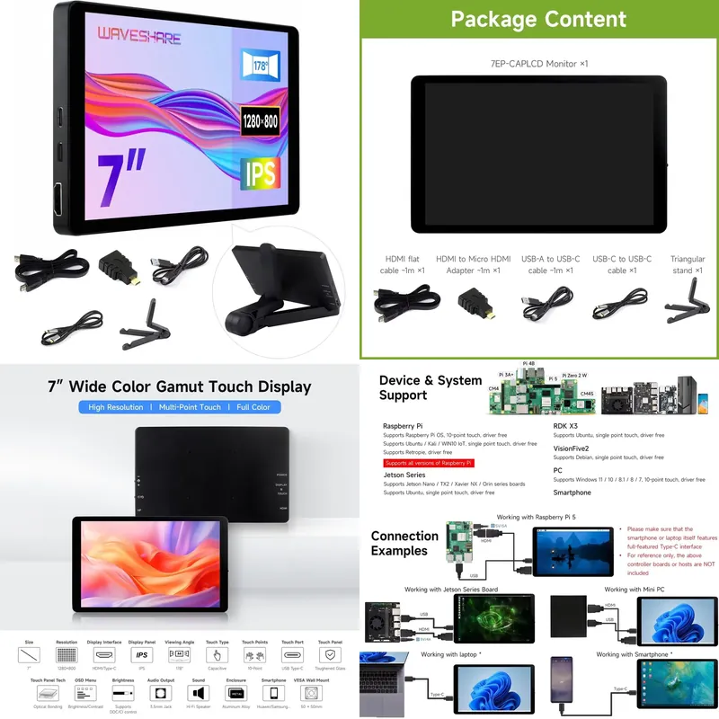 for Aismartlink Waveshare 7 In - Raspberry Pi 5 ulasan dan harga